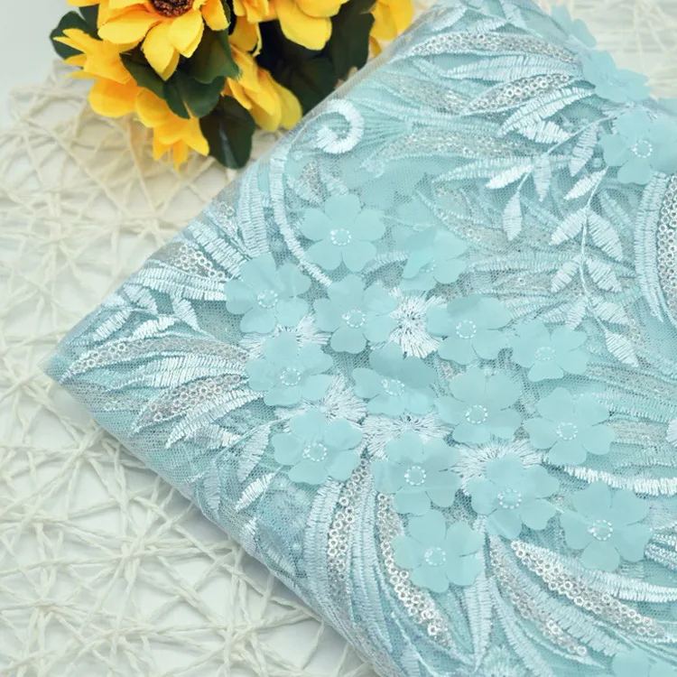 200x135 см модные Африканские кружева ткани 3D цветок вышитая Сетка кружевная ткань Тюлевая сетчатая кружевная ткань свадебное платье