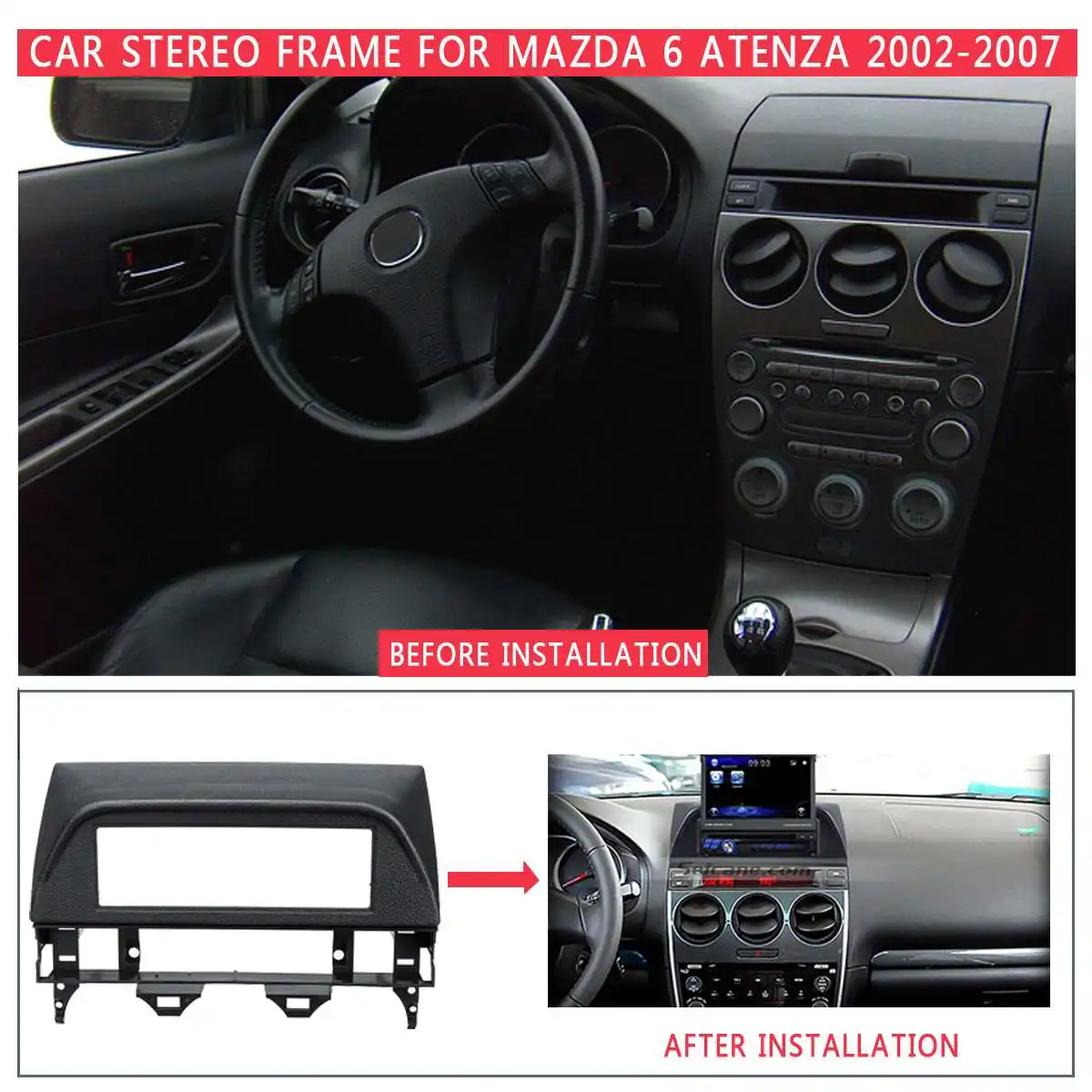 1Din аудио стерео приборной панели комплект для переоборудования Mazda 6 Atenza 2002 2003 2004