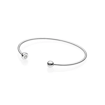 

MINA BEAR 925 Sterling Silver Bangle Logo Signature essence Open Bracelets& Bangles original brand Bead Charms DIY Jewelry
