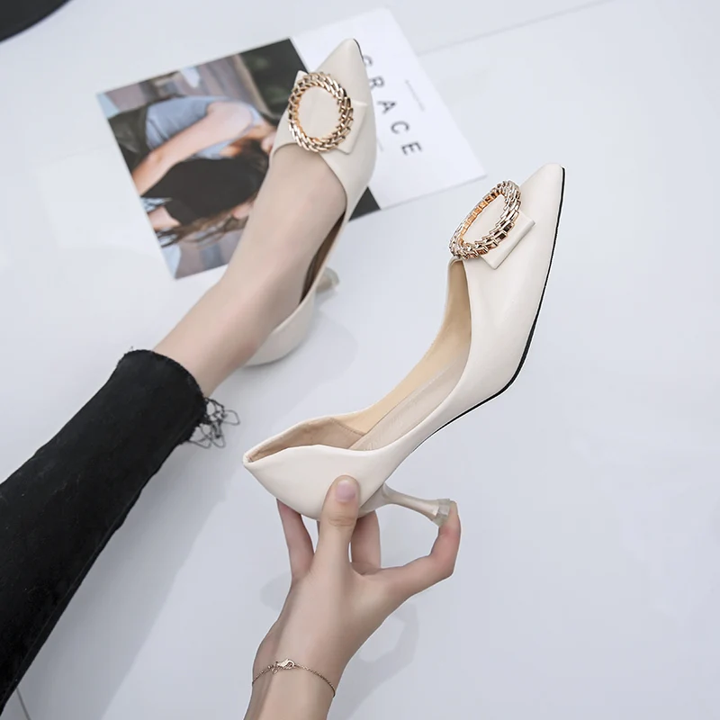 

Spring Autumn Women High Heels Female Shoes Women Pumps Solid Pointed Toe Wedding Shoes Elegant Offical Ladies Shoes U14-29