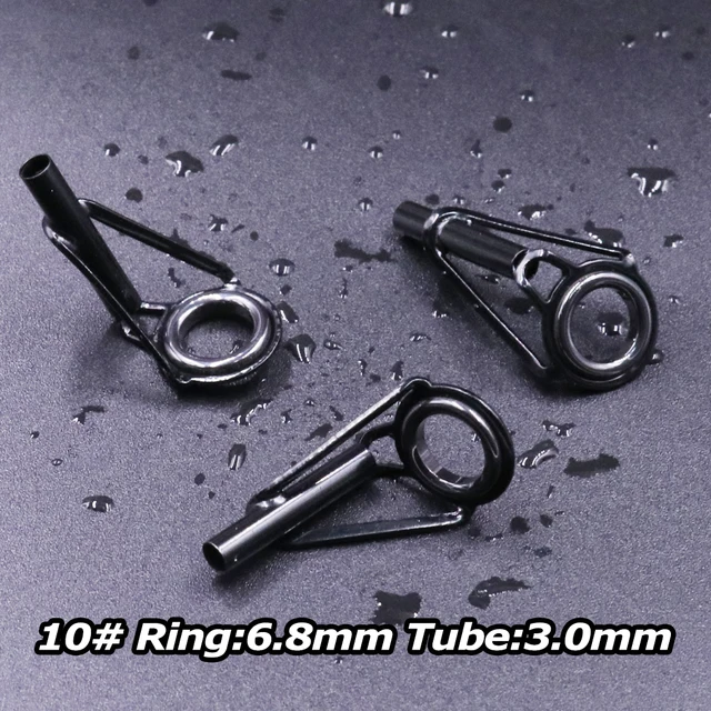 3Pcs Fishing Rod Tip Guides Repair Kit Stainless Steel Frames Ceramics Rings Black Rod Building Guide Eye Building Repair 6#~16# Size10 3.0mm 3Pcs