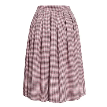 

Retro Plaid Women Long Skirt Casual Rockabilly 1950s 50s High Waist Cotton Plus Size Red Swing Vintage 60s 50s Pleated Skirts
