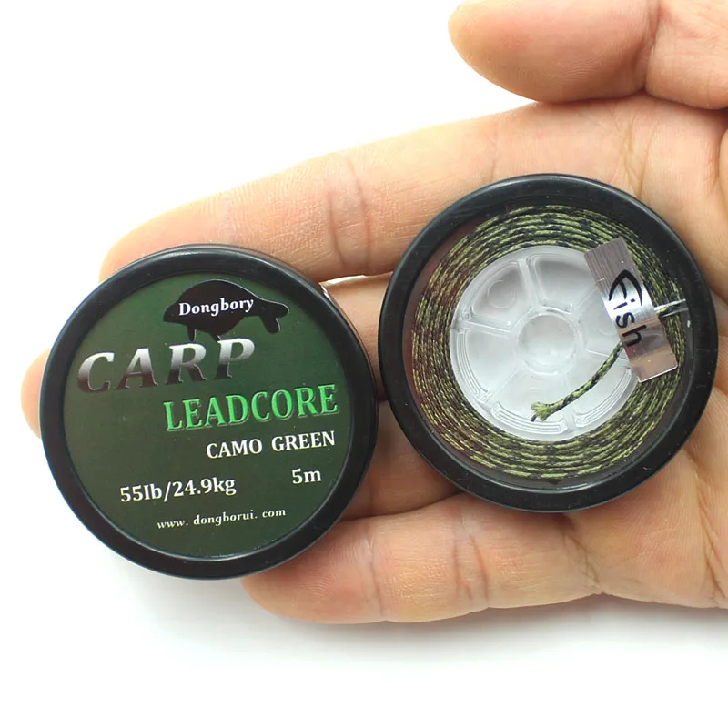 

5m Braided Lead Core Carp Leader Line Camo Green Mainline Leadcore for Carp Rig Chod Helicopter Rig Carp Coarse Fishing Line