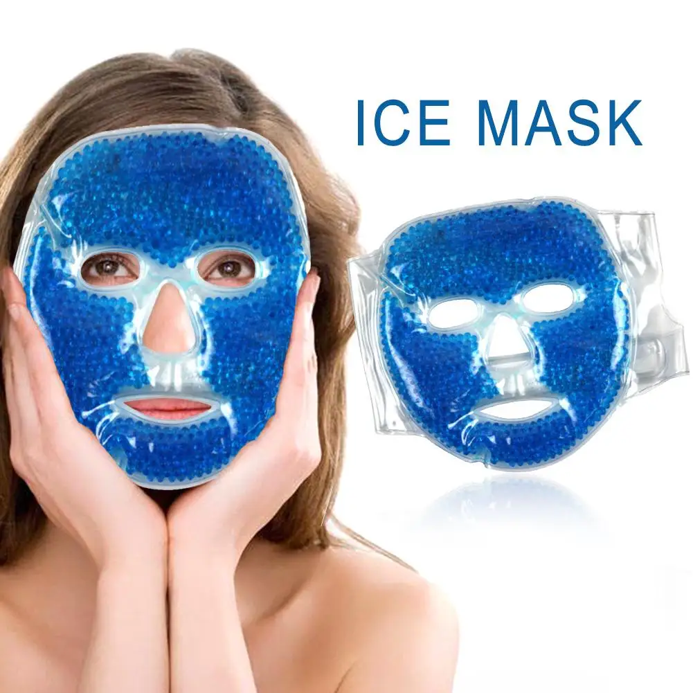 1PC Gel Face Mask Ice Compress Blue Full Face Cooling Mask Fatigue Relief Relaxation Pad With Cold Pack Faicial Skin Care