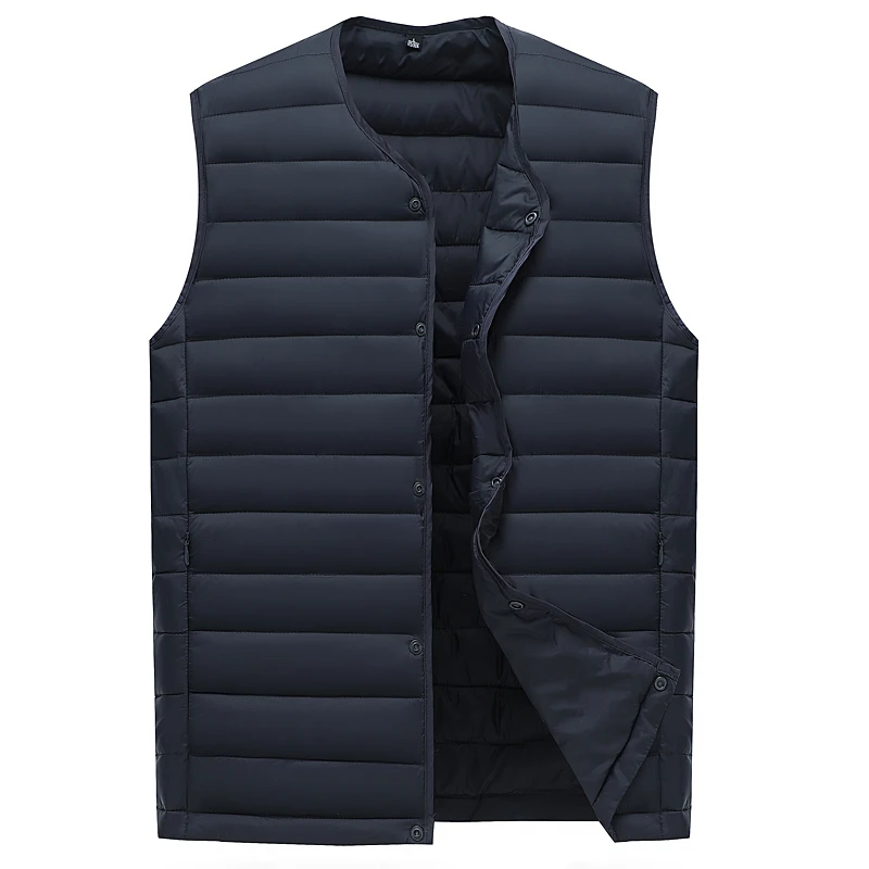 2021 Spring Autumn Men's Waistcoat Ultra Light Cotton Vest Men Without Collar Waterproof Sleeveless Warm Male Slim Clothes