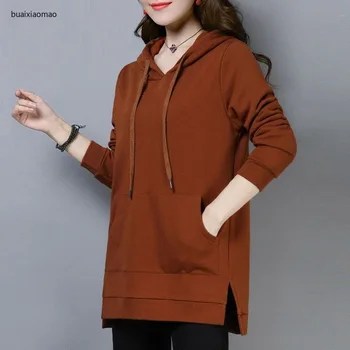 

Women Hoodies Autumn Winter Fleece Harajuku Pullover Thick Loose Female Hooded Girls Sweatshirt Ladies Casual Coat Long Sleeves