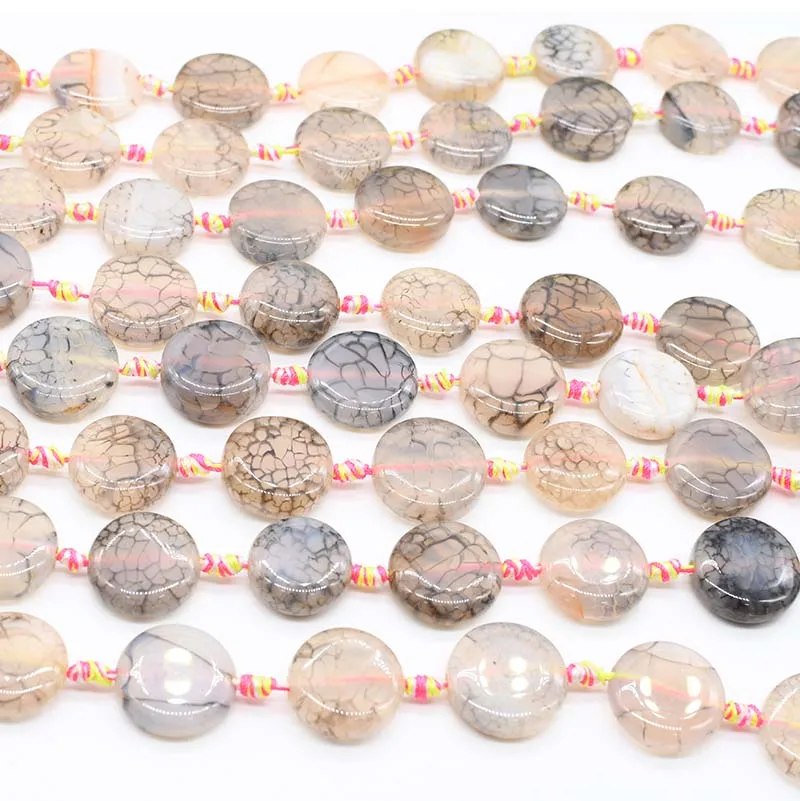 1 Strands 22mm Natural Agates Coin Stone Beads For DIY Necklace Jewelry Making Loose 15