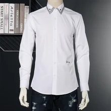Простая брендовая мужская рубашка с длинным рукавом Тонкая сорочка homme однотонная Повседневная Деловая Мужская рубашка высокого качества хлопок Camisas