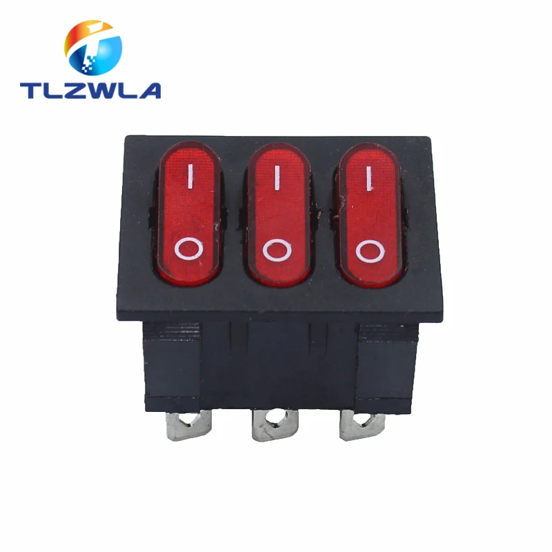 Клавишный переключатель KCD3 9Pin Red 15A 250V 20A 125V AC светильник Boat Car KCD3-303 тройная Кнопка 1