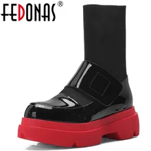 FEDONAS/Новинка; женские ботинки до середины икры; сезон осень-зима; Теплая обувь на высоком каблуке; женская повседневная обувь из натуральной кожи; качественные брендовые эластичные ботинки