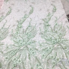 Африканская кружевная ткань W069 высококачественное французское вышитое кружево ткань нигерийские тяжелые бисерные кружевные ткани для свадьбы