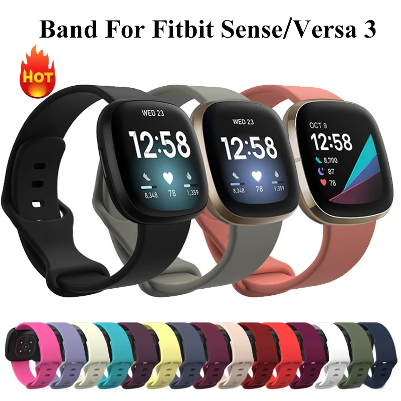 Сменный ремешок для Fitbit Versa 3 Силиконовый смысл браслет на регулируемом наручном