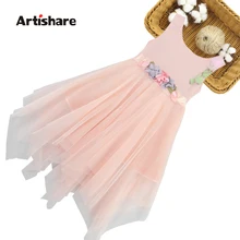 Платье для девочек детское Сетчатое праздничное платье с цветочным рисунком Новинка года, платье для девочек, милые летние платья принцессы для девочек 6, 8, 10, 12, 14 лет