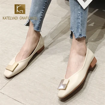 

KATELVADI Thick heel Shoes Women New Style Top Quality PU Comfortable Square Toe Shoes JN0028