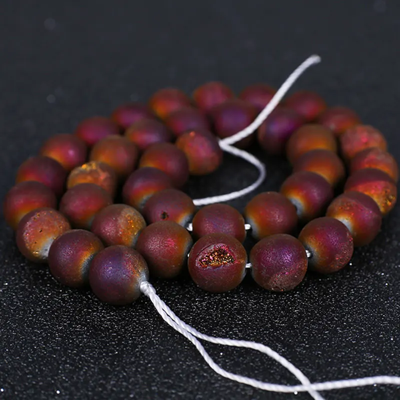 Natural Druzy Agates Rough Beads Cracked Geode Stone Crystal Druzy Matte Loose Beads For Necklace Jewelry Making 15