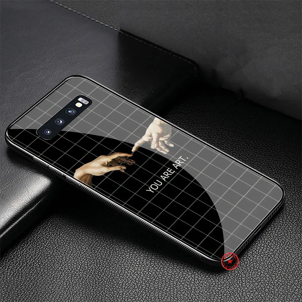 L36 в клетку клетчатый арт закаленное Стекло чехол для samsung Galaxy A70 A60 A50 A40 A30 A20 A10 S8 S9 S10 Note 8, 9, 10, плюс