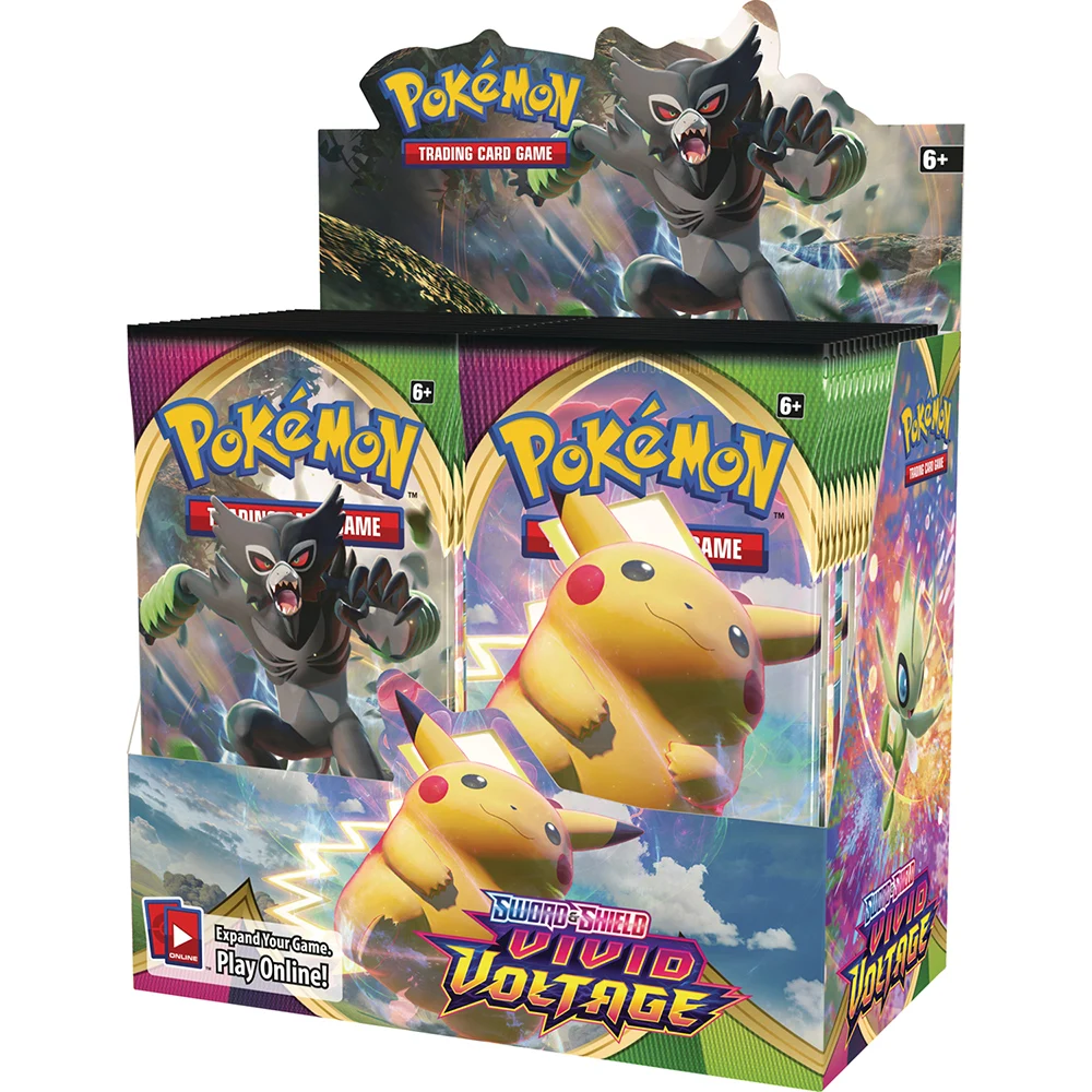 Caja de amplificador de voltaje para niños, cartas de Pokemon Sword and Shield vívidas, 36 bolsas selladas, regalo para el Día de los niños, 360 Uds.