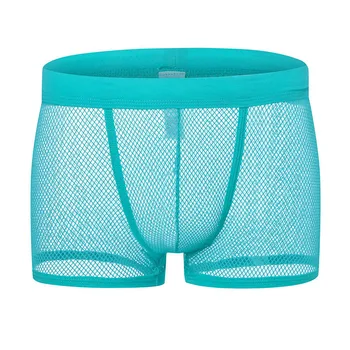 

Mens Nightwear Boxer Shorts Fishnet Lingerie Breathable Mesh See Through Sheer Low Rise Boxer Underwear Underpants 3pcs/lot
