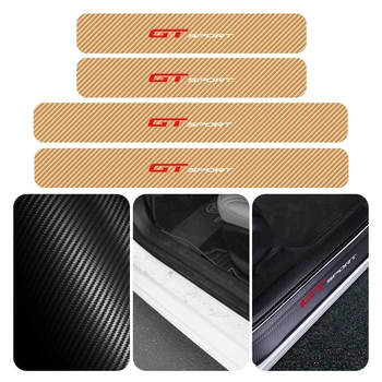 

4PCS Carbon Fiber Car Door Sill Sticker with GT Sport Emblem For Ford Mercedes BMW Peugeot Mazda 3008 5008 GT Auto Accessories
