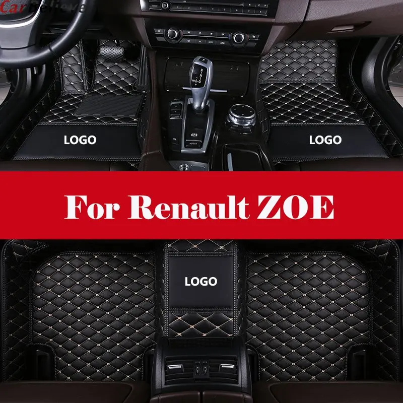 

Embroidery LOGO Custom Leather car floor Foot mat waterproof car accessories styling For Renault ZOE