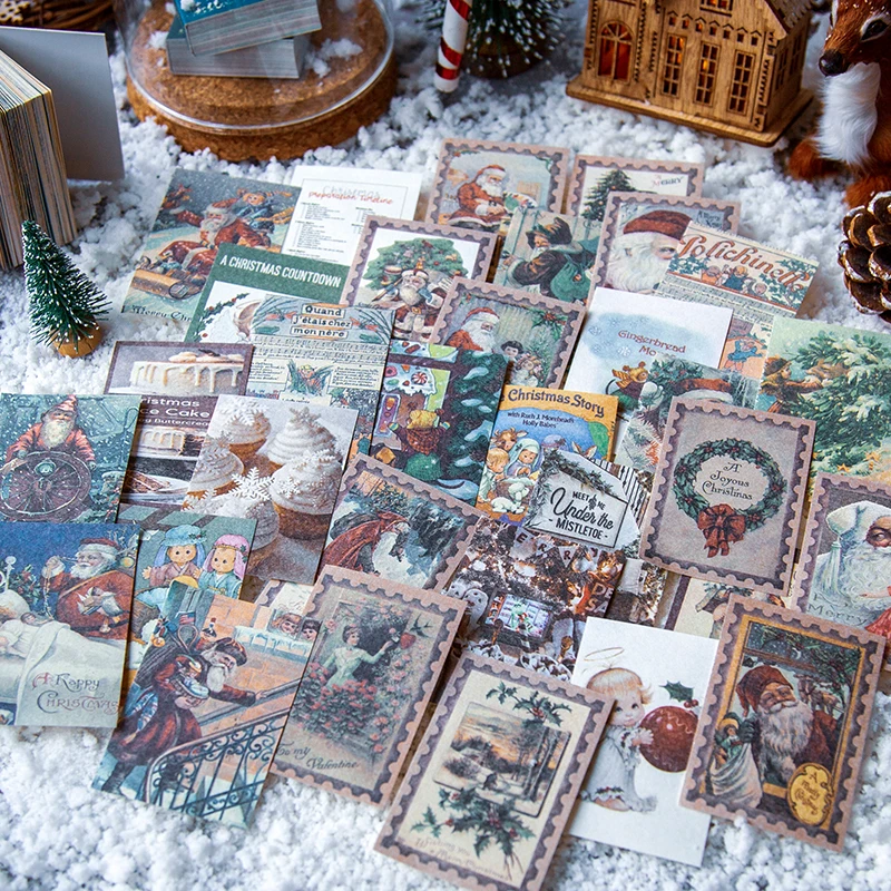 VanYi 100 unids/caja Vintage regalo de Navidad Material de papel recortes haciendo PROYECTO DE diario de Lomo tarjetas