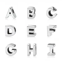 Оригинальные бусины из стерлингового серебра 925 очаровательные A-Z 26 букв Подвески Алфавит Корона O Fit Pandora Браслеты для женщин Diy ювелирные изделия