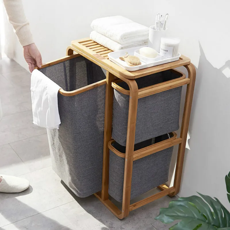 3 Gird bamboo laundry basket dirty clothes basket bathroom laundry basket storage basket clothing storage box LB1151