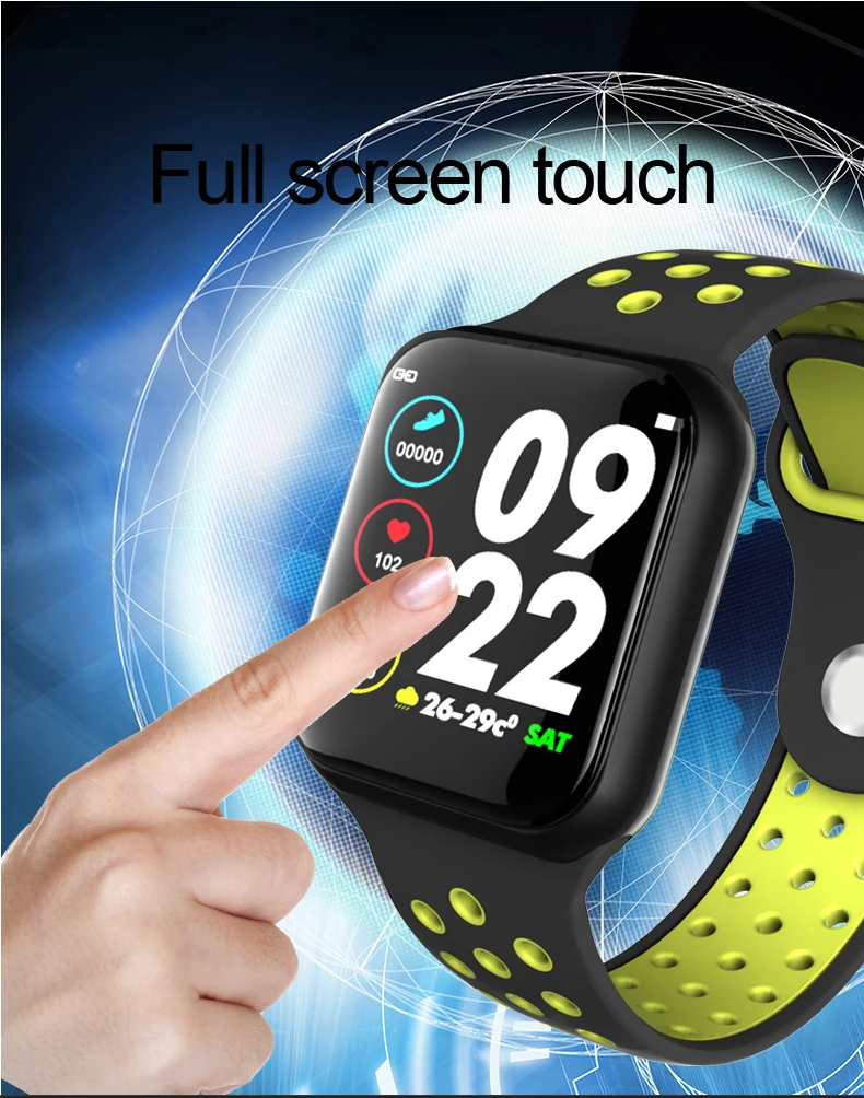 IP68 Водонепроницаемые F8 Bluetooth умные часы с монитором сердечного ритма Смарт-часы 1,3 дюймов экран расстояние шагов калории спортивные умные часы