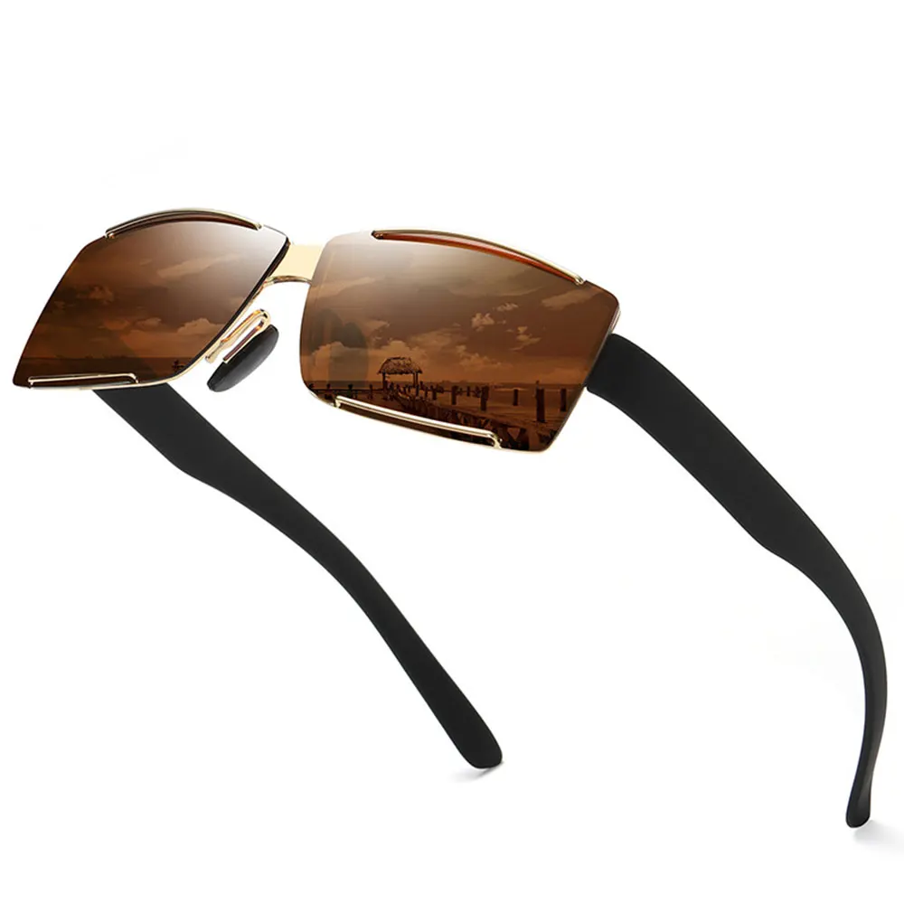 

Men's Polarized Sunglasses Square Rimless Driving Eyewear Classic Frameless Fishing Sunglasses Blue Film UV400 Eyeglasses PL1136