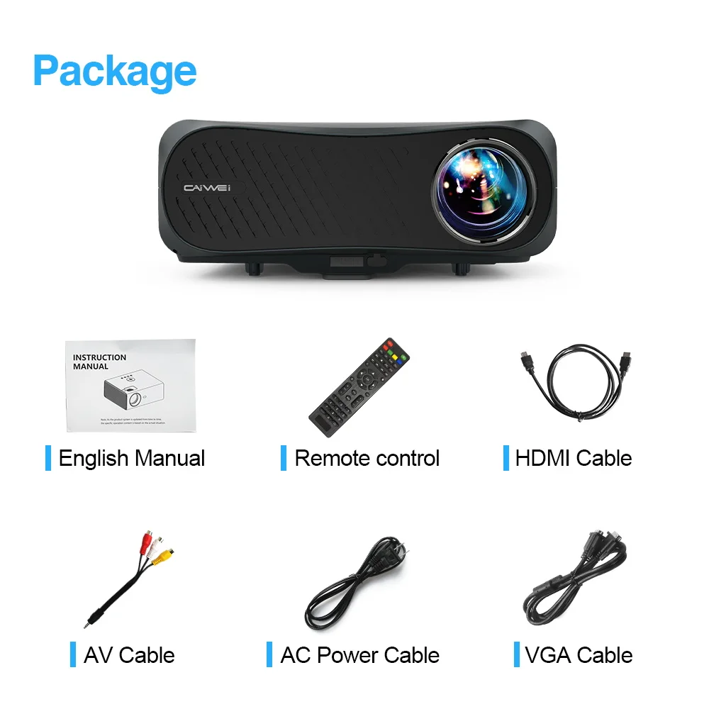 CAIWEI-proyector A12AB para cine en casa, dispositivo de proyección de vídeo Led 4K, Airplay inalámbrico, Full Hd, 1080P, Envío Gratis - Imagen 6