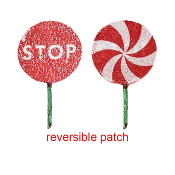 

5 pieces Hot sale garment embroidery applique sequined lollipop sequins reversible patches for clothing