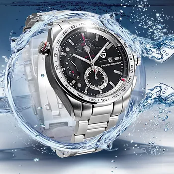 

PAGANI DESIGN Chronograph Sport Watches Men Luxury Brand Quartz Watch Full Stainless Steel Diving 30M Relogio Masculino Black