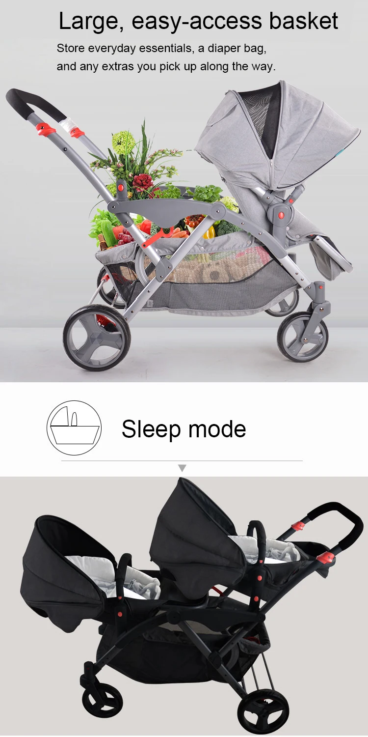 New design best selling SLEEP&SIT&RECLINE buggy twin double stroller for two babies carriers south africa twin stroller double