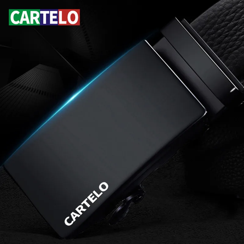 

CARTELO Cowhide belt male brand design belt fashion casual automatic buckle width 3.5CM black belt for men