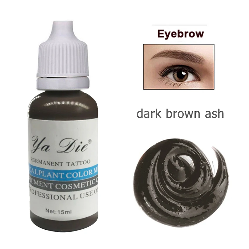 dark brown ash 22 цвета на выбор набор чернил татуировки Перманентная краска для макияжа пигмент для перманентной помады чернила для татуировки губ - Цвет: dark brown ash