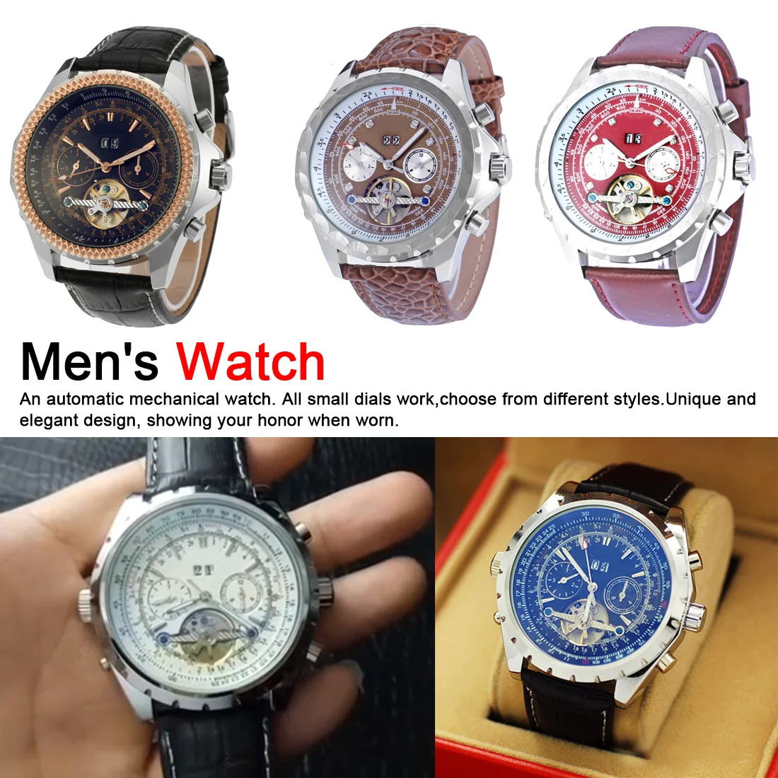 

Luxury Waterproof Automatic Self-Wind Watch Men Automatic Self-wind Watch Mechanical Tourbillon Clock Wristwatch for Men