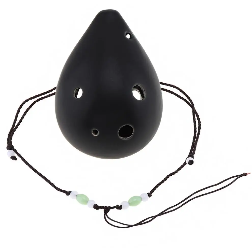 Ocarina 6 Holes Alto ToneC Ceramic Black Pottery Flute Instrument with Hang Rope Woodwind Instruments |