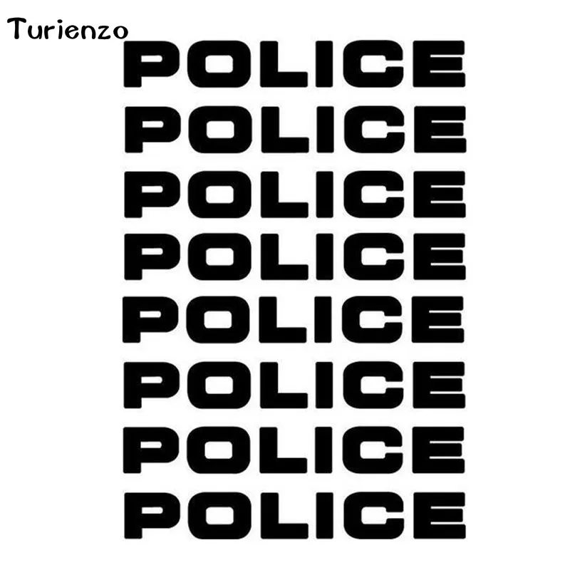 Turienzo 16*2,5 см 8 шт. полицейские светоотражающие автомобильные наклейки, Стикеры, мотоцикл декоративные индивидуальные аксессуары для автомобиля черный/белый CT-1507