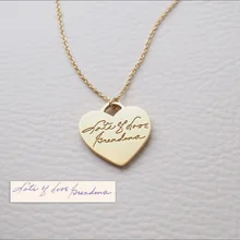 

Customized Engraved Handwriting Heart Necklace Personalized Stainless Steel Signature Necklaces Memorial Jewelry