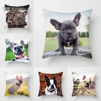 

Fuwatacchi Cute Dog Cushion Cover Animal Dog Photo Pillow Cover For Sofa Home Chair French Bulldog Decorative Pillowcase 45*45cm