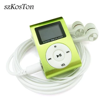 LCD Screen Metal Mini Clip MP3 Player Sports with Micro TF SD Slot with Earphone and