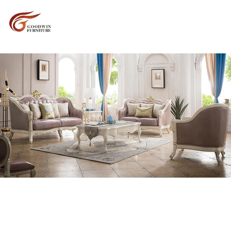 Чистый кожаный диван набор для гостиной moden кожаный Фиолетовый диван WA528