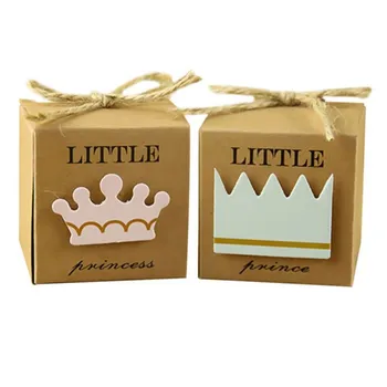 

50pcs/set Little Prince/Princess Candy Box Crown Candy Boxes Babyshower Party Gift Boxes Festive Party Supplies nm