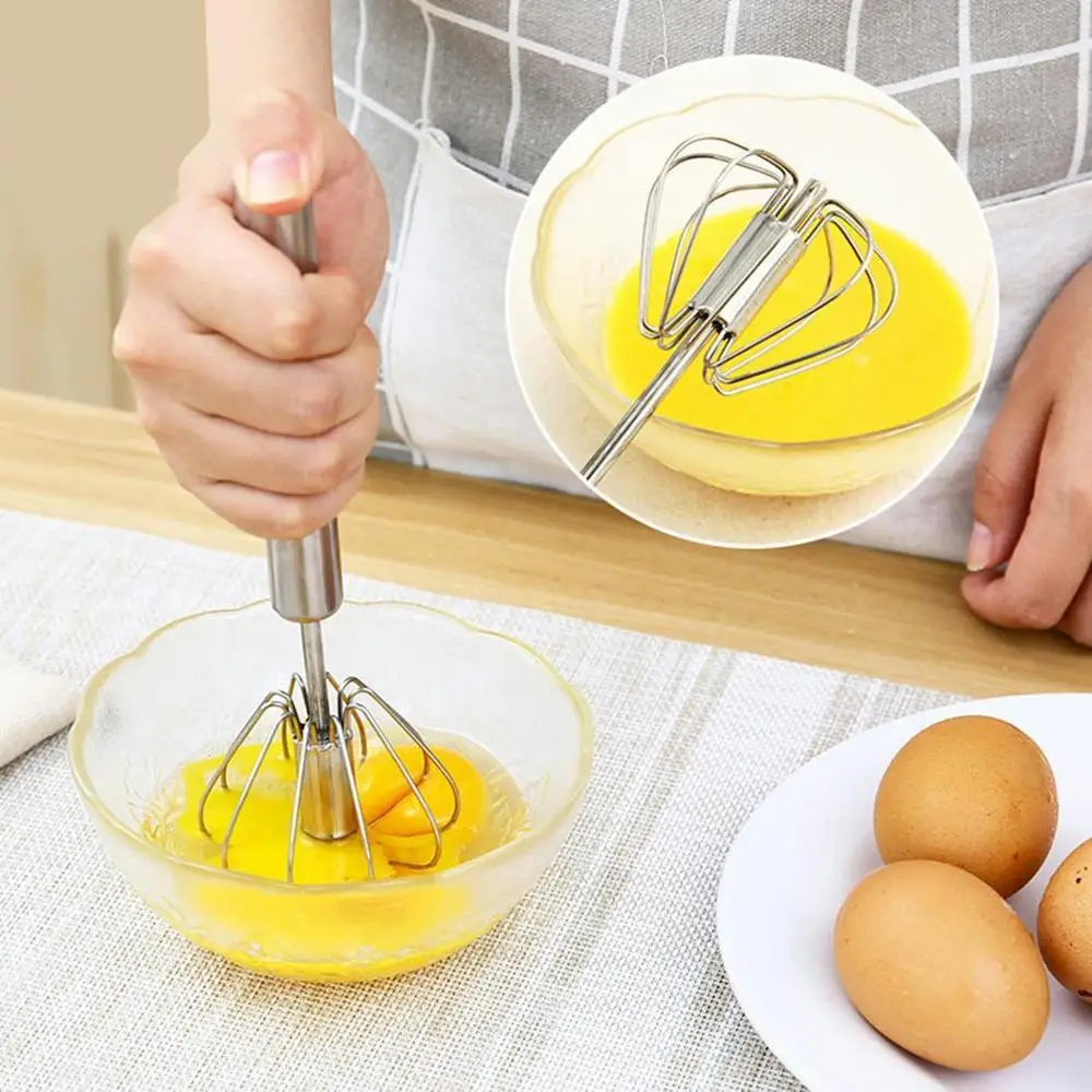 

Semi-automatic Egg Whisk Beater Silver Manual Egg Cream Mixer Stainless Steel Foamer Stiring Tool Home Kitchen Accessories