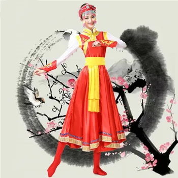 

Brand Hot Sale Ladies Long Sleeve Mongolian Dress Minority National Dance Costumes For Women And Children Festive Dance