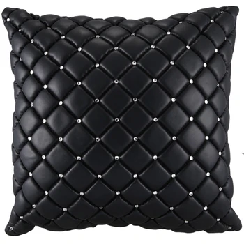 

Car Pillow PU Leather Breathable Crystal Pillow Lumbar Rest Cushion Pillow Car Universal Interior Accessories
