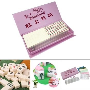 

Wood Toys Mini Mahjong Portable Folding Wooden Boxes Majiang Set Table Games Mah-Jong Travel Travelling Board Game Entertainment