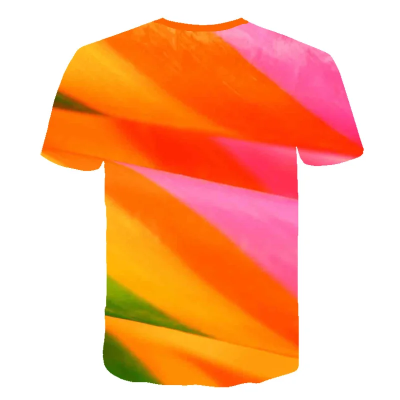Коллекция 2019 года, милая детская рубашка ярких цветов, 3DT летние модные круглые повседневные рубашки с воротником для мальчиков и девочек