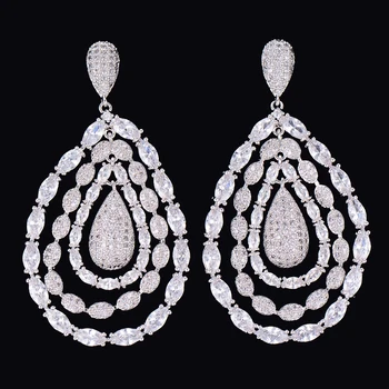 

LARRAURI Luxury Wedding Party Dangle Drop Earrings Gril Women's Jewelry Cubic Zirconia Water Drop Earrings For Women Accessories