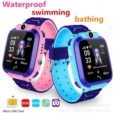 Reloj inteligente Q12 para niños, dispositivo resistente al agua, SOS, antipérdida, rastreador de localización de llamadas y teléfono, sin tarjeta Sim